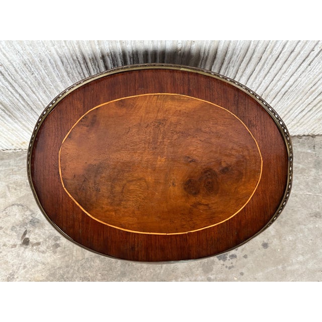 19th Century Bouillotte Louis XVI Style, Kidney Shaped Bronze and Walnut Table, A Pair For Sale - Image 9 of 18