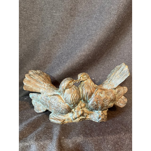 Bronze 1980s Pigeon Bronze Sculpture Love Birds For Sale - Image 8 of 9