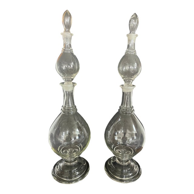 Antique (Circa 1920-1930) Apothecary Jars Owen’s Illinois/Corning Glass Circa 1940 - a Pair For Sale