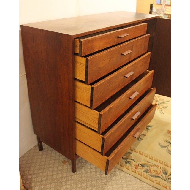Wood Circa 1960 American Walnut Six-Drawer Chest With Cabinet For Sale - Image 7 of 8