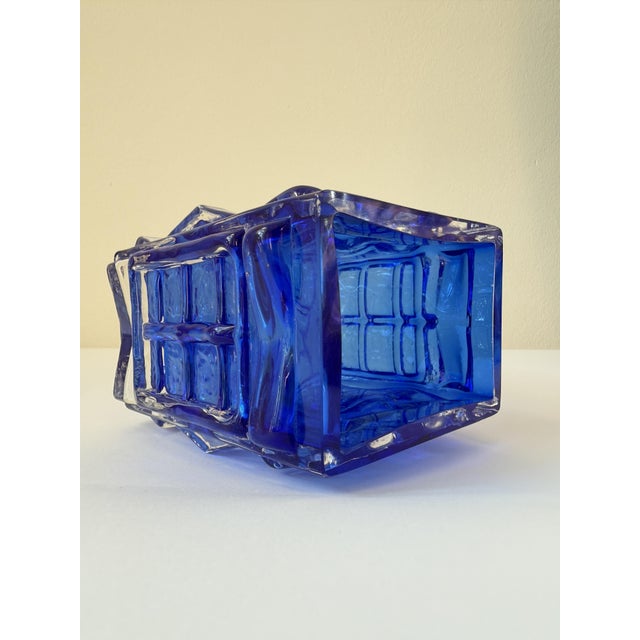 Cobalt Blue Pressed Glass Vase by Josef Schott for Smålandshyttan, Sweden, 1960s For Sale - Image 9 of 18