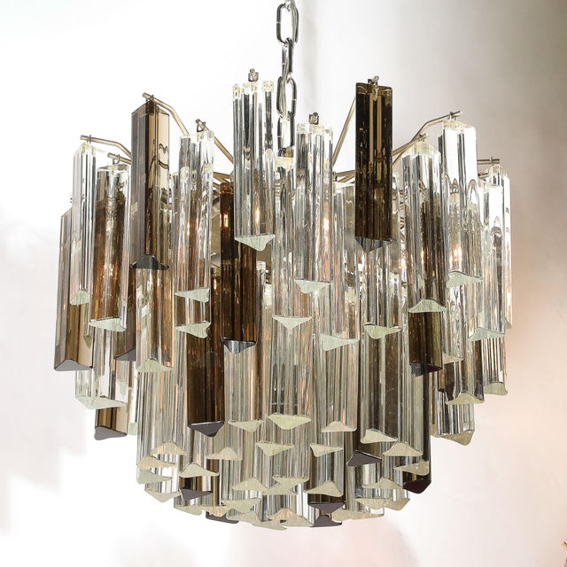 Mid-Century Modernist Hand-Blown Murano Mixed Glass Camer Triedre Chandelier For Sale - Image 4 of 17