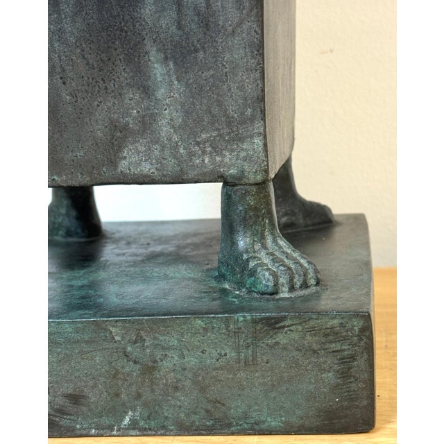 Monumental French Moderne Verdigris Bronze Vase , Manner of Gilbert Poillerat For Sale - Image 13 of 18