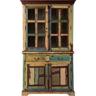 Hillside 2pc Reclaimed Wood China Cabinet For Sale