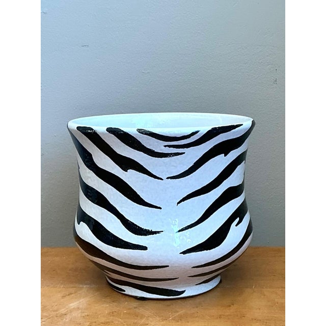 Vintage Italian Zebra Striped Cache Pot For Sale - Image 11 of 13