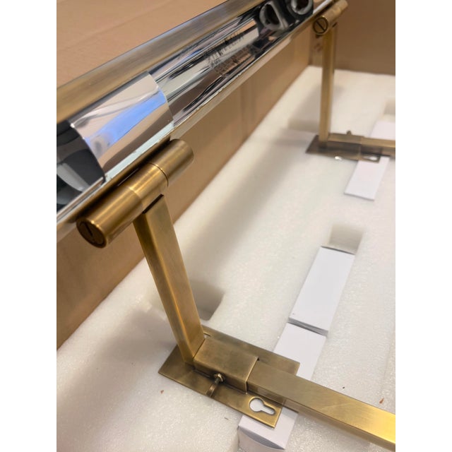 Restoration Hardware Antique Brass 30" Hardwired Art Light For Sale - Image 4 of 8