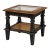 Vintage Barker Bros. Onyx Black & Satin Walnut Glass Top End Table With Cane Shelf For Sale