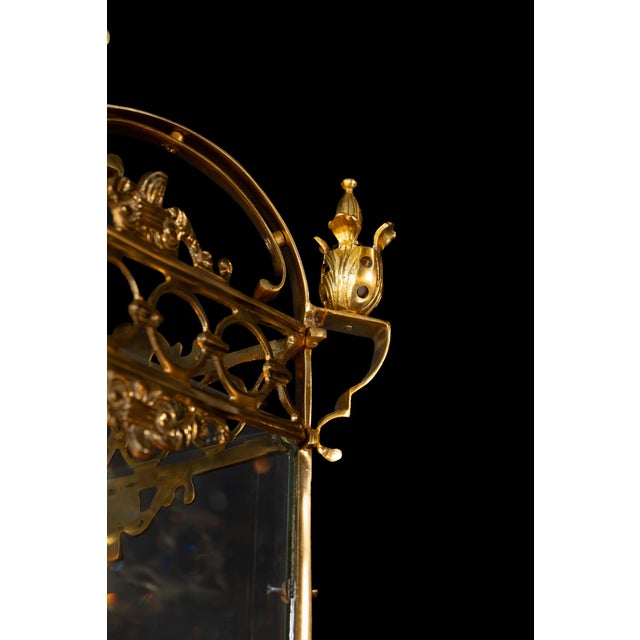 Classical Lantern Brass Glass Gold Pendant Lighting Lanterne For Sale - Image 6 of 9