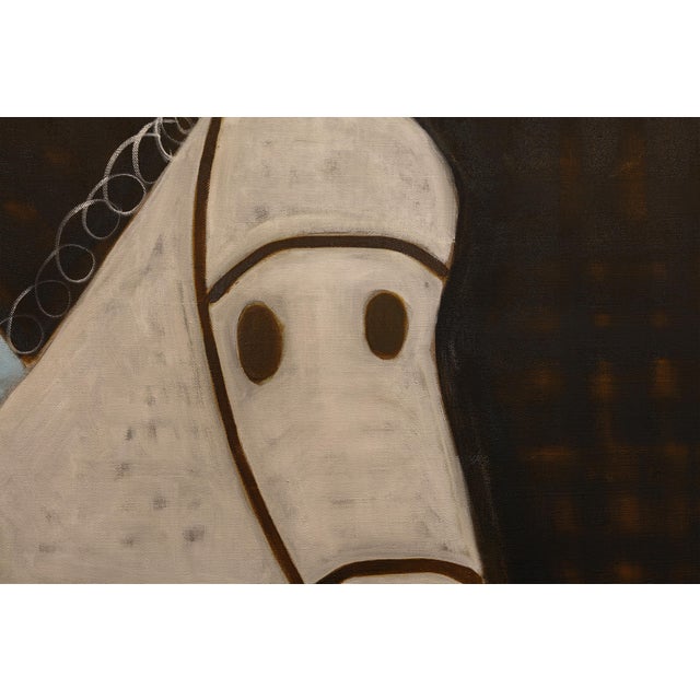 Chocolate Large Contemporary Equestrian Oil Painting. Horse Painting 200 X 180 Cm (Goya) For Sale - Image 8 of 13