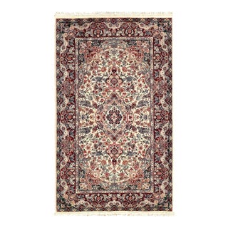 Pasargad DC Ivory Genuine Tabriz Design Silk & Wool Pile Rug For Sale