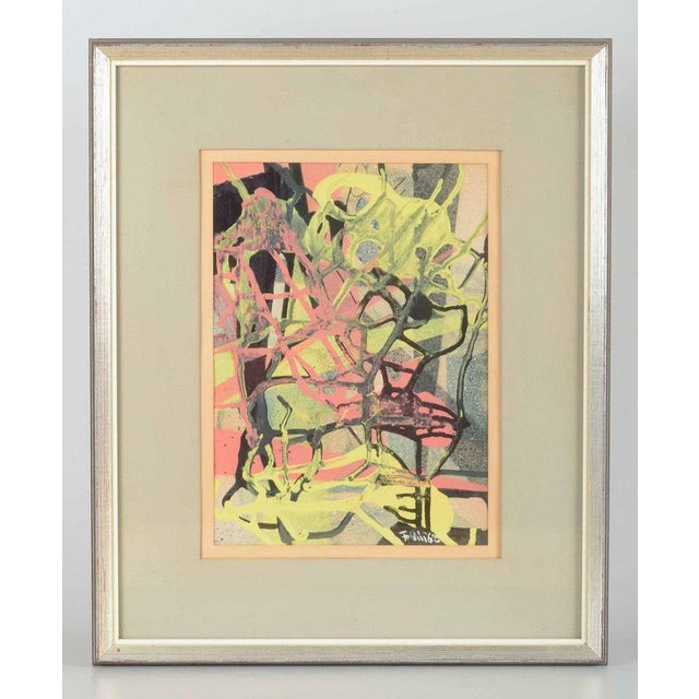 Gunnar Fohlin, Swedish artist. Gouache on paper. Dynamic abstract composition, 1962 A dynamic abstract work executed in...