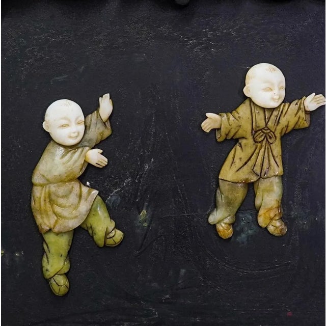 Late 19th Century Chinese Lacquered Hardstone Panel Room Screen For Sale - Image 5 of 13