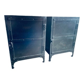 Restoration Hardware Industrial Black Nightstands - a Pair For Sale