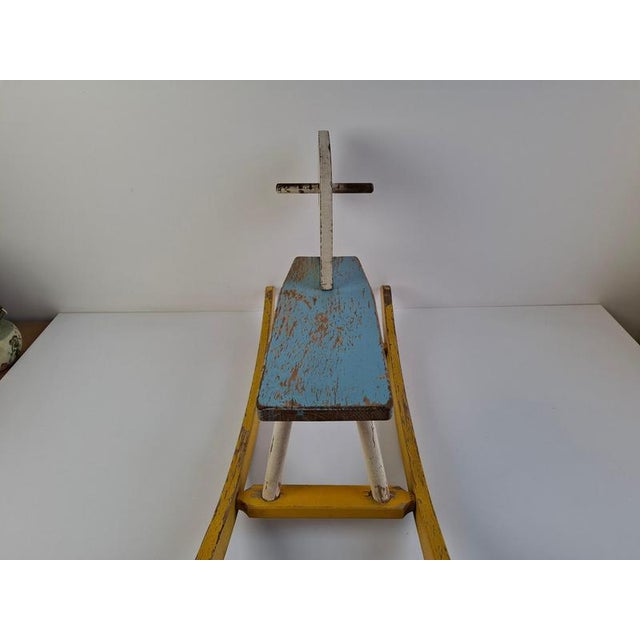 Mid-Century Hand-Painted Wooden Rocking Horse, Czechoslovakia, 1960s For Sale - Image 3 of 16