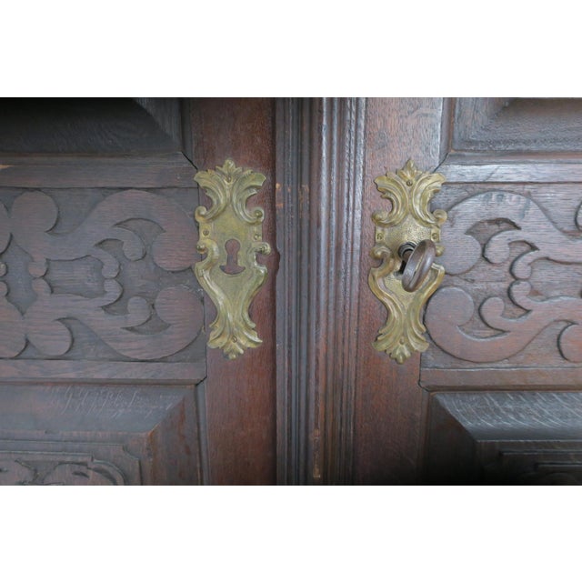 Antique Carved Oak Farmhouse Wardrobe, 1780 For Sale - Image 15 of 18