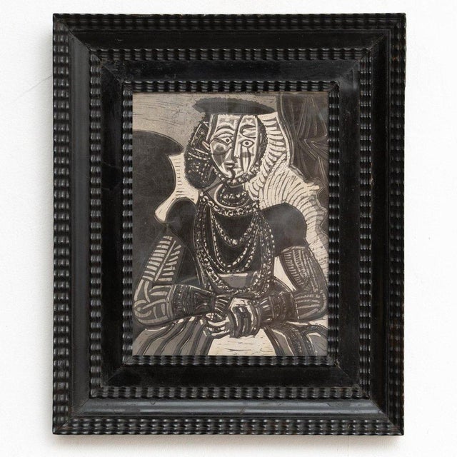 Framed black and white archive photography of pablo picasso, 1972 discover a unique piece of art history with this framed...