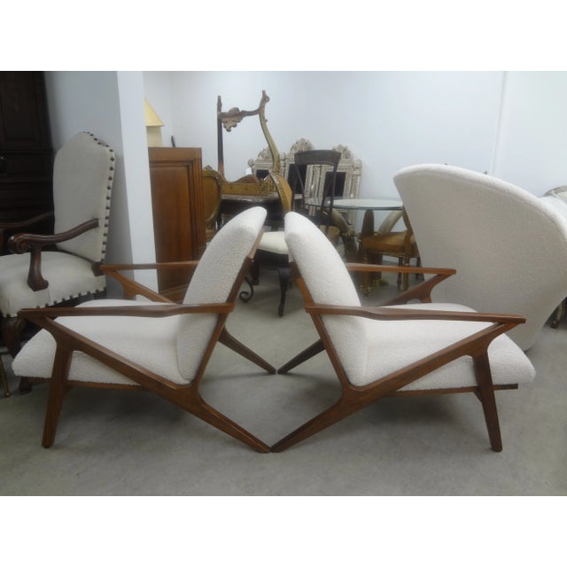 1960s Pair of French Mid-Century Modern Jeanneret Style Lounge Chairs For Sale - Image 9 of 12