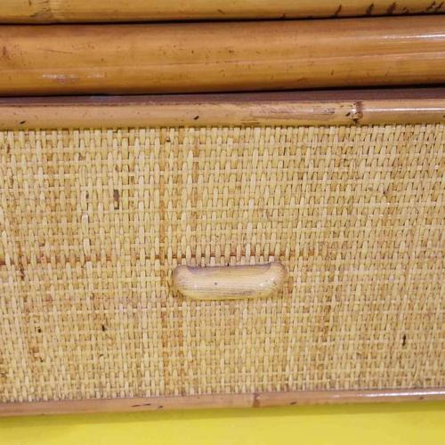 Wood Woven Bamboo Sofa Bed with Double Pull-Out Mattress For Sale - Image 7 of 14