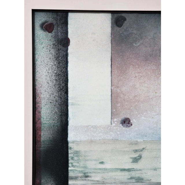 Sky Blue Contemporary Geometric Abstract Mixed-Media Painting by Charles Bernell, Framed For Sale - Image 8 of 11