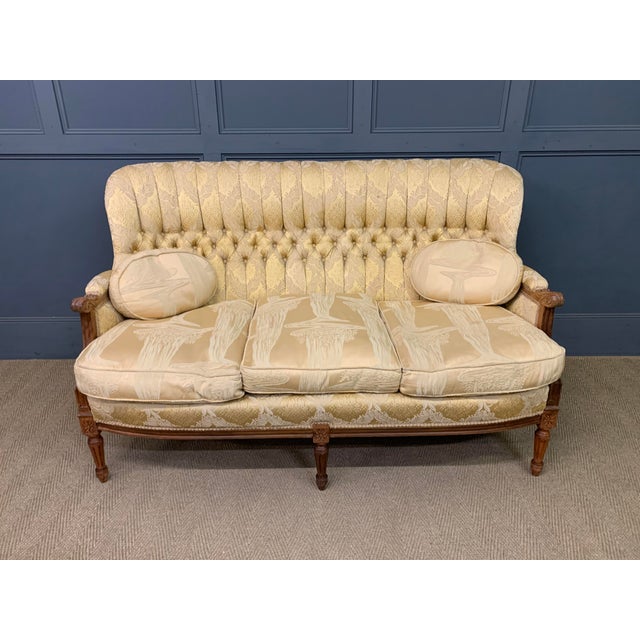 French Upholstered Walnut Salon Suite, 1920, Set of 3 For Sale - Image 4 of 18