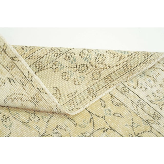 1970s Vintage Turkish Handmade Wool Cotton Beige Area Rug For Sale - Image 10 of 12