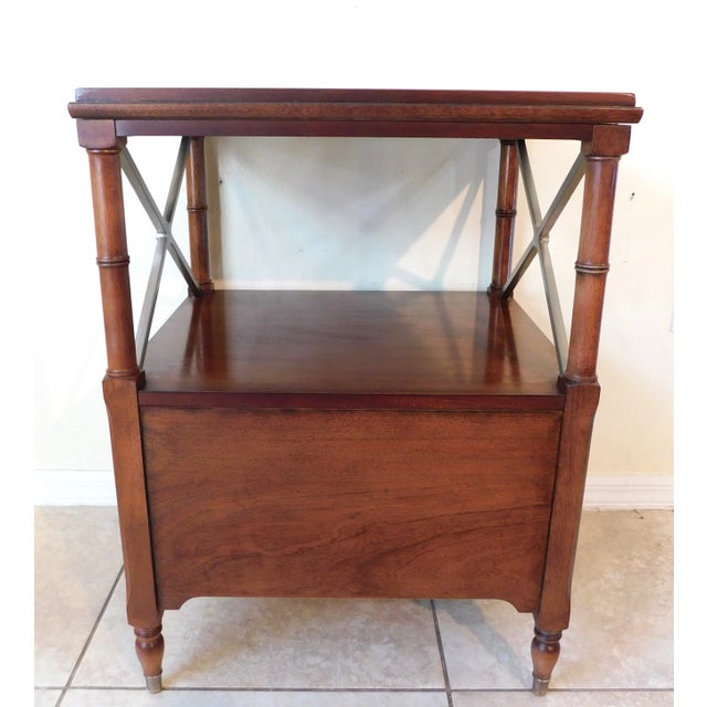 Ethan Allen Mahogany Wood Two Drawer Side/End Accent Table W/ Gallery Top For Sale - Image 9 of 12