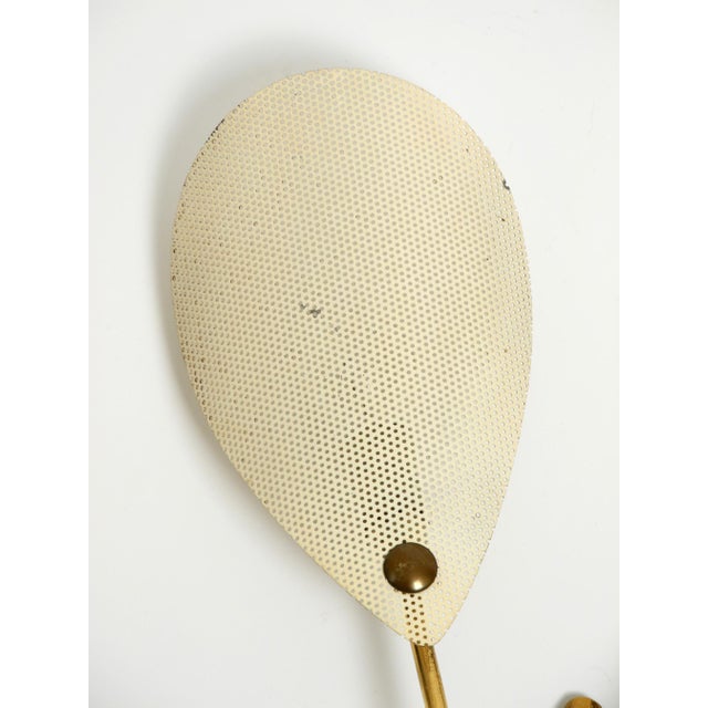 Mid-Century Modern Brass Wall Lamp with Perforated Metal Sheet Lampshades, 1950s For Sale - Image 13 of 16