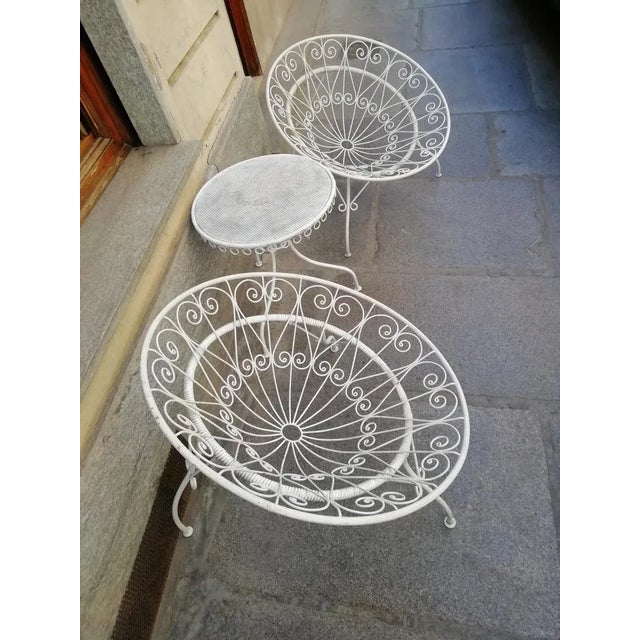 Garden set consisting of a pair of portrone and combined table. 1950s production. Entirely handmade that could be...