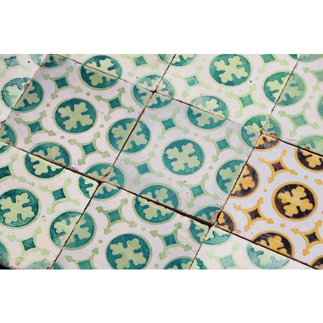 Late 19th Century Dark and Light Green Set of Nineteen Tiles, Portuguese For Sale - Image 11 of 16