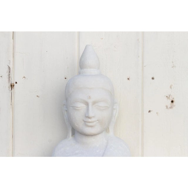 Handcarved Marble Burmese Meditating Buddha For Sale - Image 4 of 10