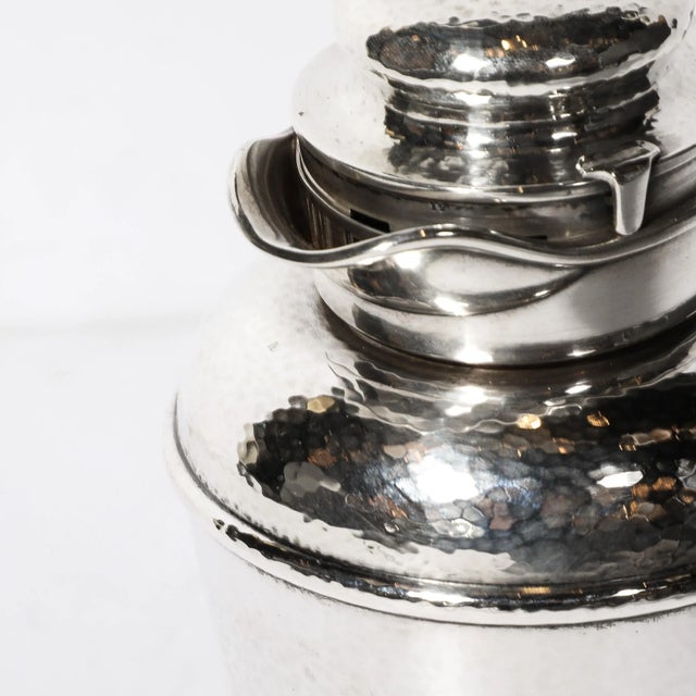 Gorham Manufacturing Company Art Deco Hand-Hammered Sterling Silver Cocktail Shaker by Gorham For Sale - Image 4 of 10