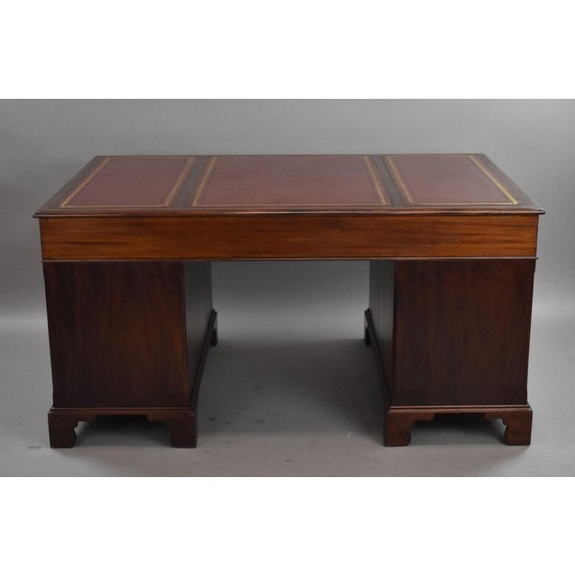 Brown Edwardian Mahogany Pedestal Desk, 1900s For Sale - Image 8 of 10
