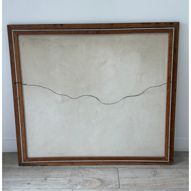 Giant Vintage 70s Painting of a Flower in Original Frame For Sale - Image 9 of 10