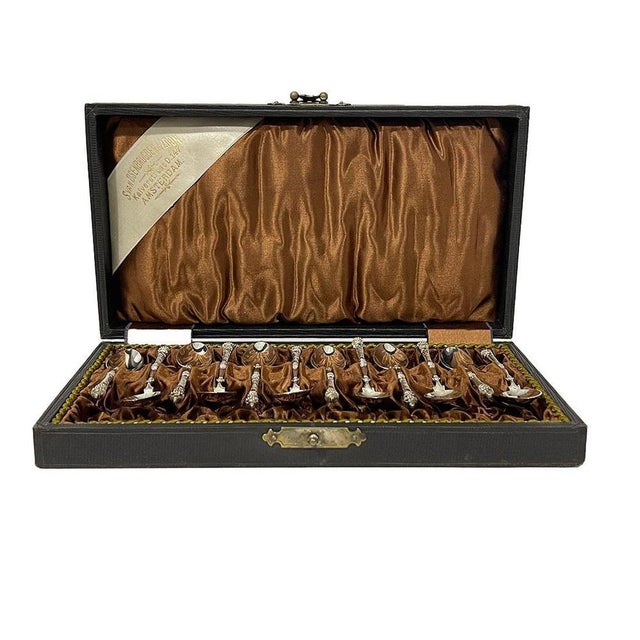 Dutch Silver Silver Spoons by Van Kempen & Zonen, 1890s, Set of 12 For Sale - Image 5 of 8