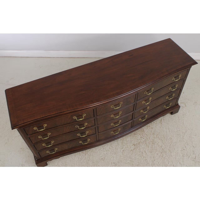 Brown Drexel Heritage Mahogany Chippendale Triple Dresser With Mirror For Sale - Image 8 of 18