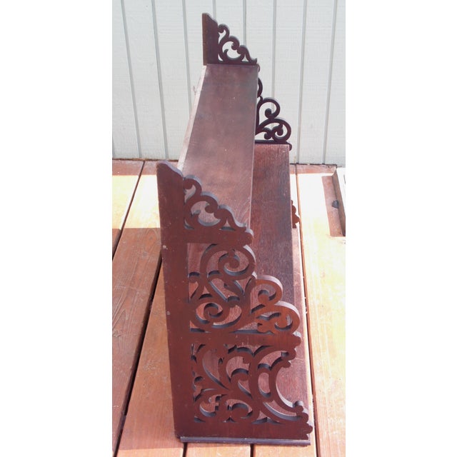 Antique Victorian Solid Walnut Shelf Bookcase Wall Shelf Hanging Fretwork Shelf For Sale - Image 11 of 12