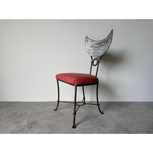 Mid-Century Modern 1980’s Vintage Handmade Brutalist Metal Sculptural Accent Chair For Sale - Image 3 of 8