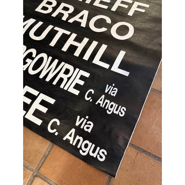 Black and White Monumental Vintage 1990’s Scottish Transportation Bus Destination Roll Sign For Sale - Image 4 of 10