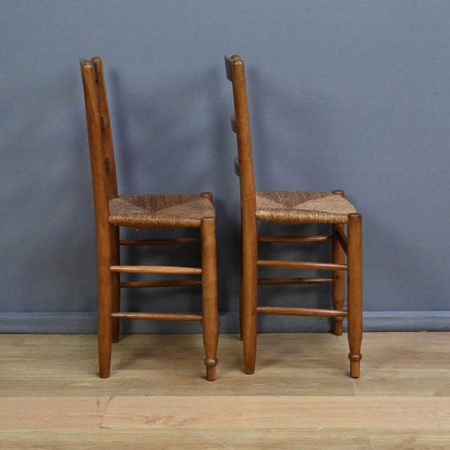 Cherrywood Straw-Seated Chairs Late 19th Century, 1890s, Set of 2 For Sale - Image 5 of 15