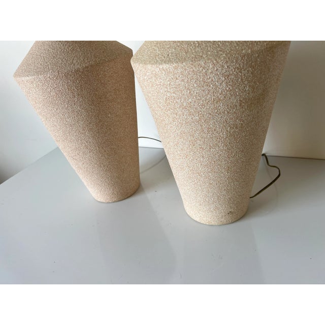 80's Postmodern Beige Ceramic Table Lamps - a Pair For Sale - Image 10 of 11