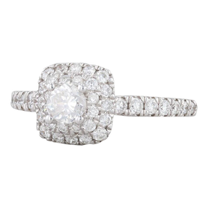 0.55ctw Round Diamond Halo Engagement Ring 14k White Gold Size 6.5