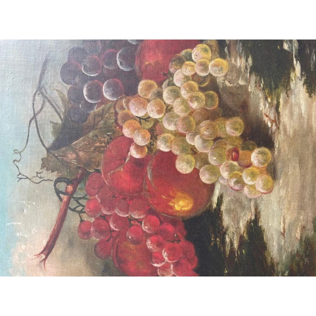19th Century American Oil Painting Still Life With Fruit and Grapes. For Sale In West Palm - Image 6 of 13