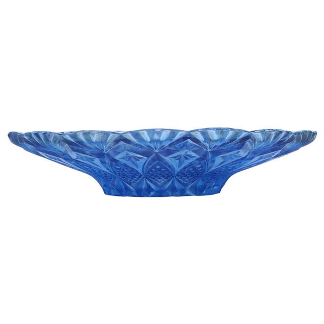 Vintage French Fruit Bowl in Blue Pressed Glass, 1960s For Sale - Image 3 of 15