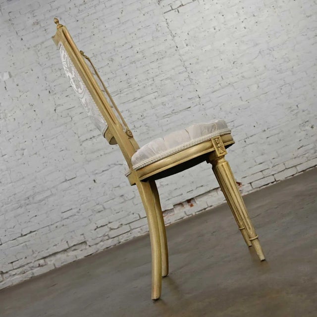 1960s Hollywood Regency Louis XVI Style Vintage White Dressing or Accent Chair Attributed to Prince Howard For Sale - Image 5 of 13