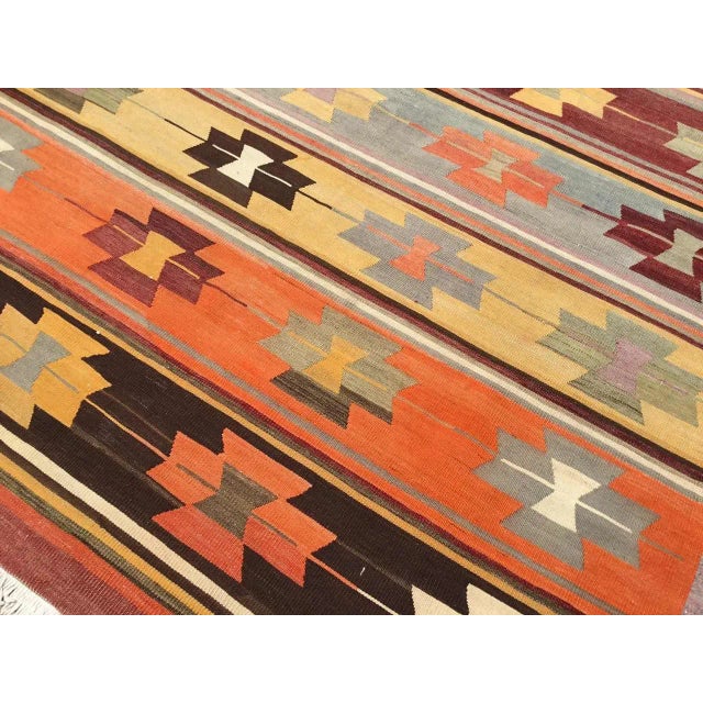 Vintage Turkish Kilim Rug - 71" X 92.5" For Sale In Raleigh - Image 6 of 11