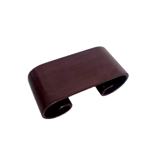 1980s Small Vintage Chinese Scroll Style Brown Rosewood Display Stand For Sale - Image 5 of 6