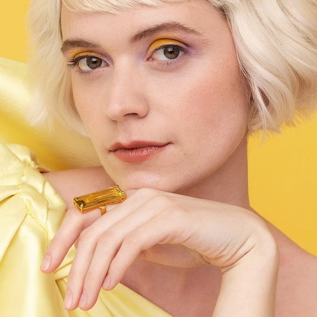 Metal Lucille Ring, Yellow, Size 7 For Sale - Image 7 of 9