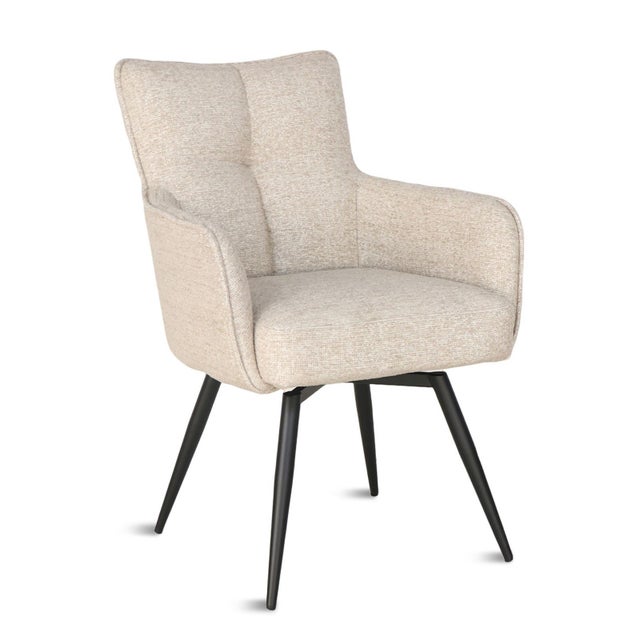 Chic effortless contemporary beige chenille swivel chair. Upholstered in soft, textured chenille fabric, this chair offers...