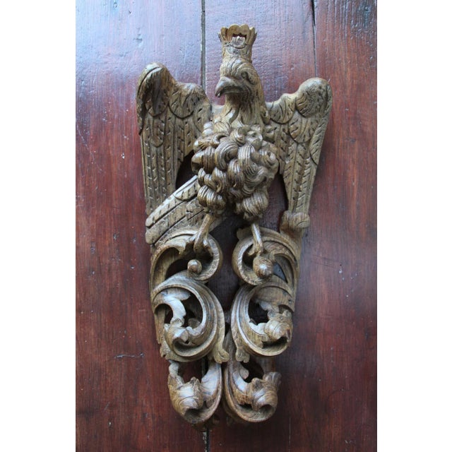 17th Century Antique Portuguese Bird Wearing Crown Wood Figure For Sale - Image 13 of 13