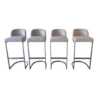 Modern Chrome Bar Stools by Restoration Hardware For Sale